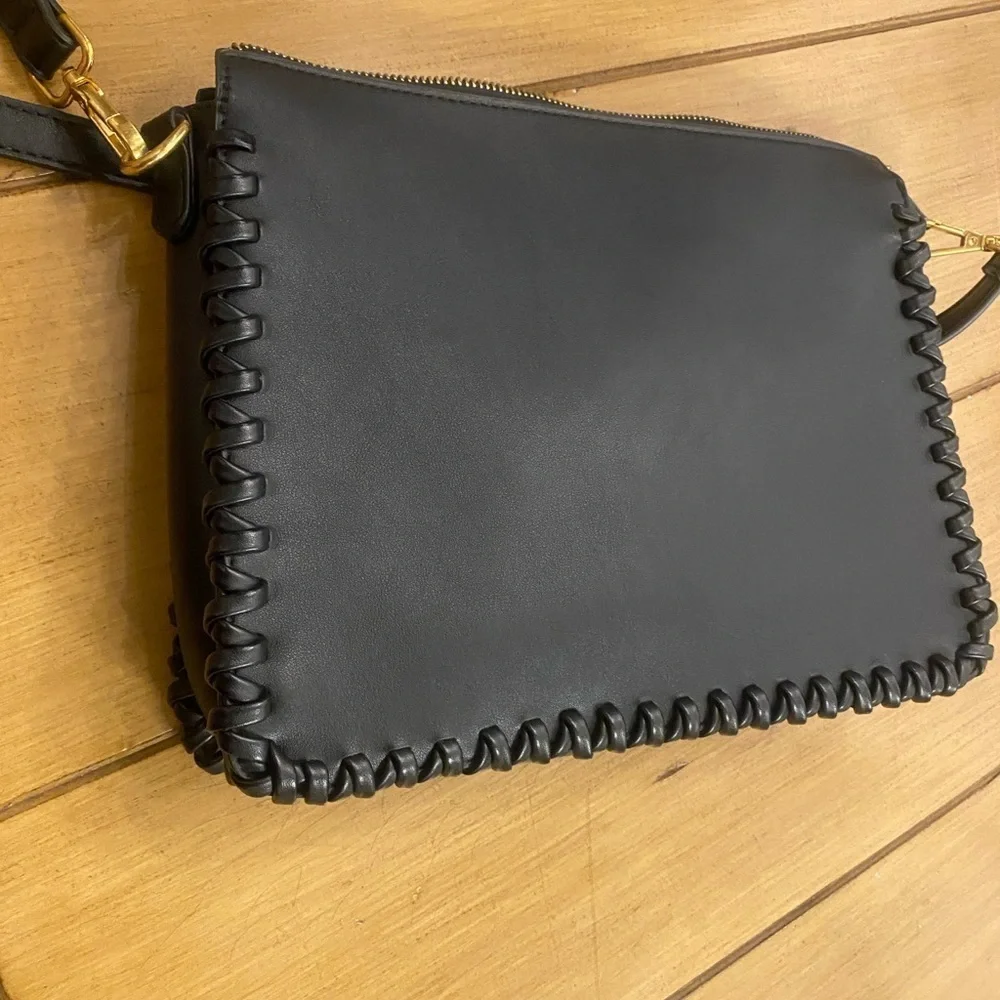 Melie Bianco Womens Black Olivia Crossbody Faux Leather Bag New without tags